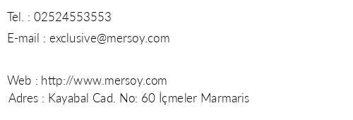 Mersoy Exclusive Aqua Resort Hotel telefon numaralar, faks, e-mail, posta adresi ve iletiim bilgileri